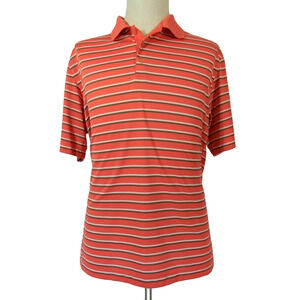 Nike Golf Polo Shirt Men's Large Salmon Stripe Short Sleeve Dri-Fit Sports